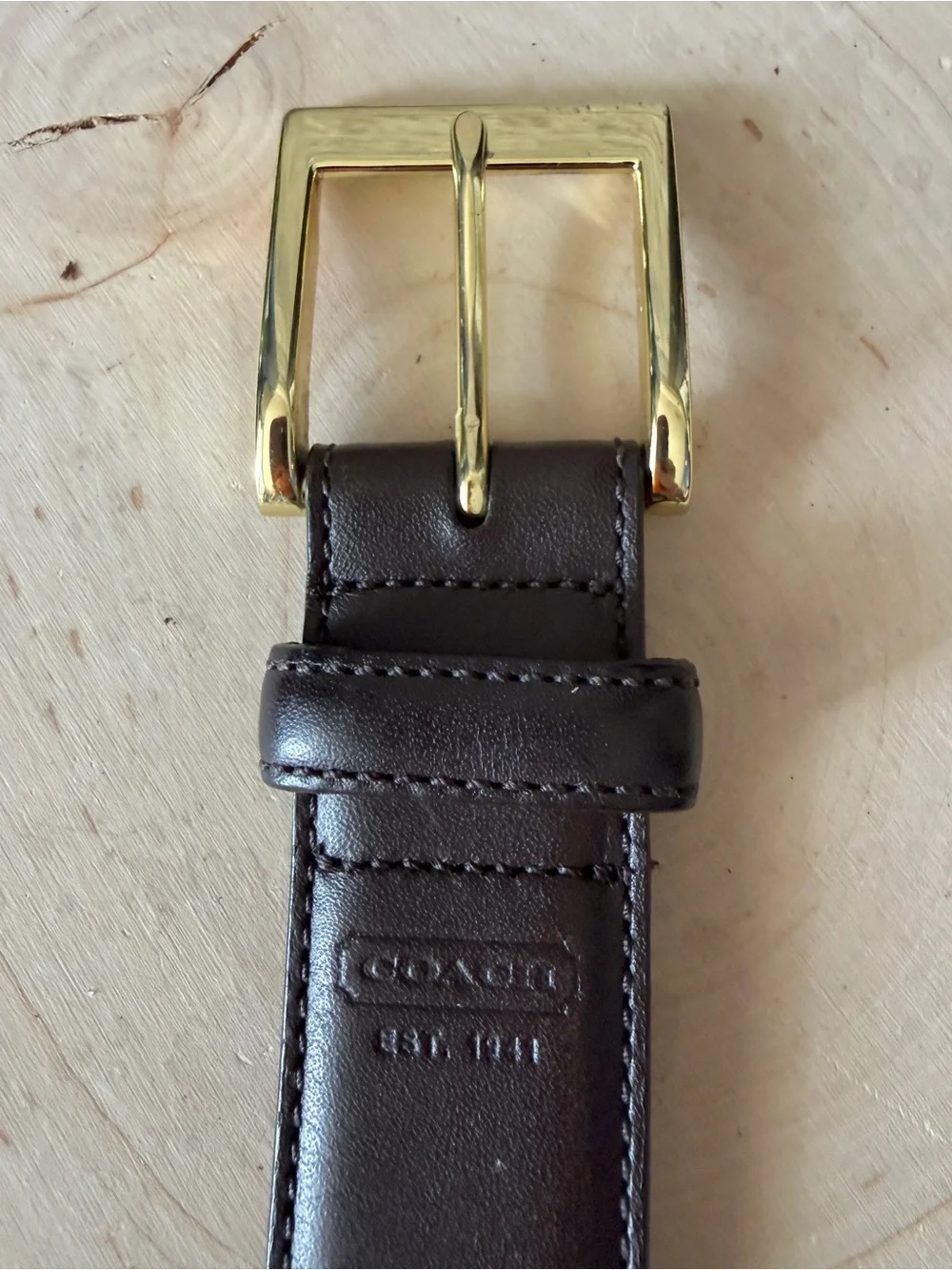 Coach Brown Leather Belt with Gold Buckle